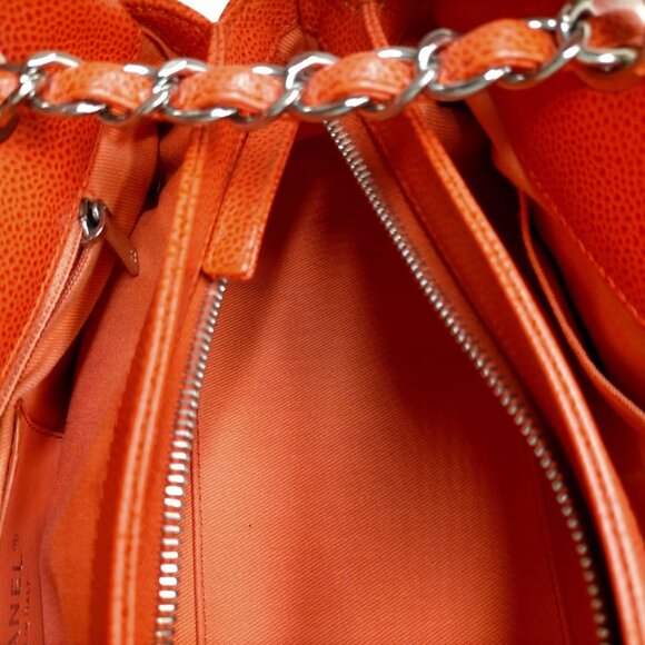 Chanel Shoulder Bag Orange CaviarSkin 926-083025 - Picture 11 of 13